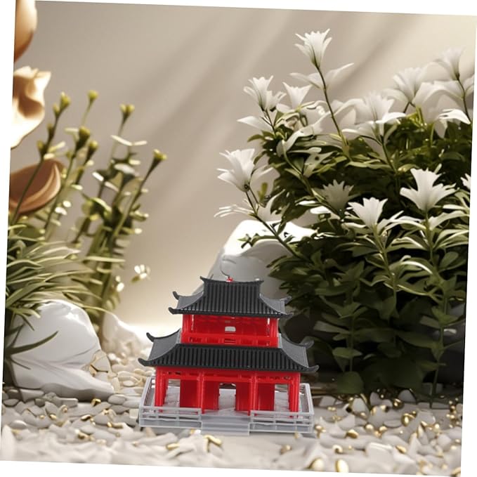 POPETPOP Miniature Chinese Pavilion Figurine for Landscape Decoration Adornment for Aquariums and Bonsai Gardens