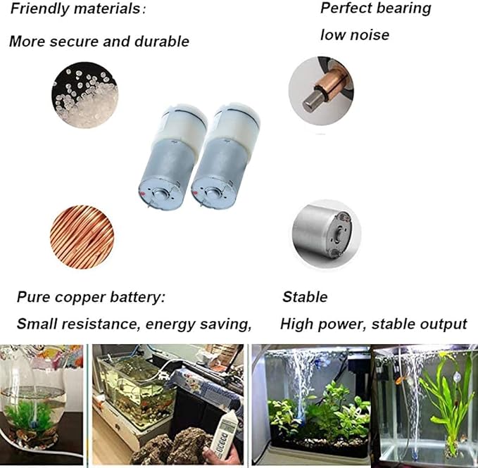 Saim DC 12V Mini Air Pump Motor for Aquarium Tank Oxygen Circulate 2 Pcs