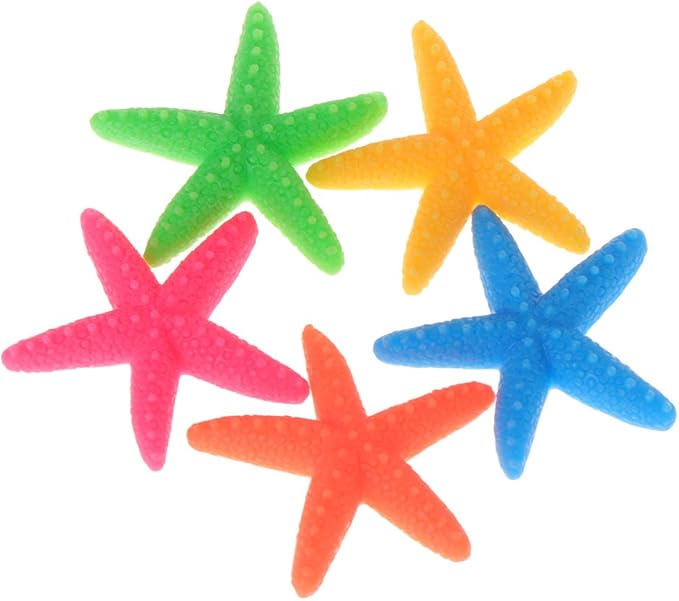 5 Pack Set Aquarium Ornaments Fish for Tank Decorations Artificial Resin Seastars Decor Safe and Aquarium Heater Light Thermometers Gravel Sand Decorations