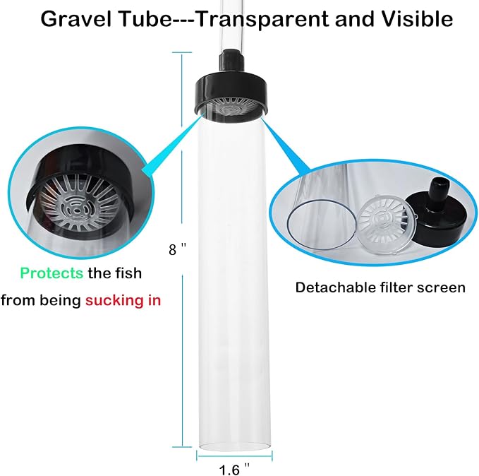 5ft Aquarium Siphon Vacuum Cleaner-Hand Siphon Pump Water Changer for Fish Tank Cleaning Gravel & Sand