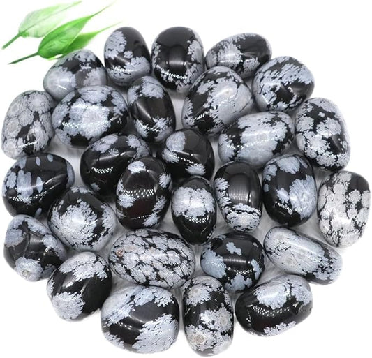 Natural Tumbled Stones Bulk Ore Gravel Specimen Healing Crystals Quartz Energy Minerals Tank Aquarium Home Decor Gem Decoration (Color : Snowflake Obsidian, Size : 500g)