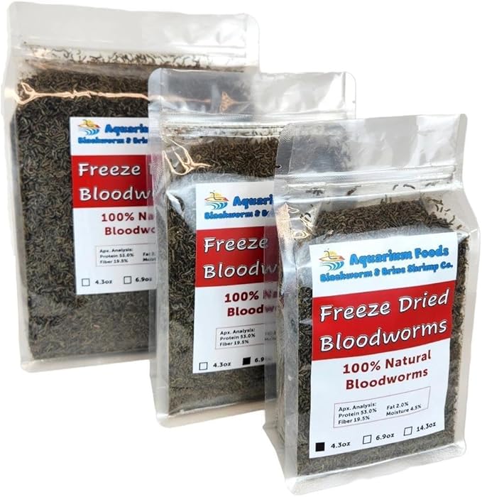 Bloodworms, Grade A Floating Freeze Dried Bloodworms for All Tropical Fish, Cichlids, Discus, Tetras, Goldfish, Bettas, Angel Fish, Marine Fish, Carnivorous Plants - 6.9oz Clear Bag