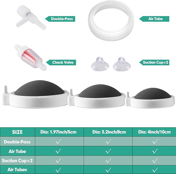 Aquarium air Stones, 2 Inch Nano Fish Tank Bubbler, High Dissolved Oxygen Air Diffuser Aerator for Air Pump Fish Tank Small Bucket and Hydroponics