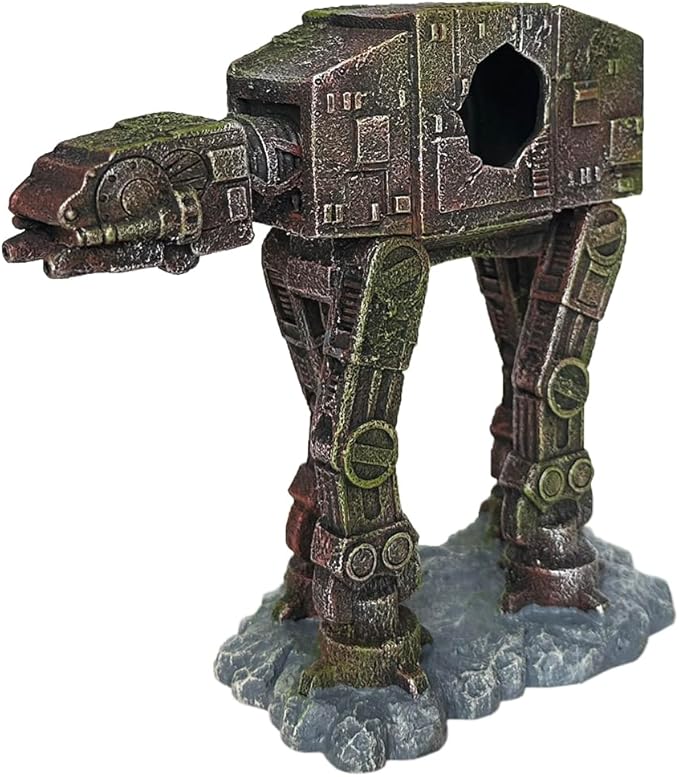 SLOCME Aquarium at-at Imperial Walker Decorations - Fish Tank Tropical Betta Fish Hideouts Cave Ornament