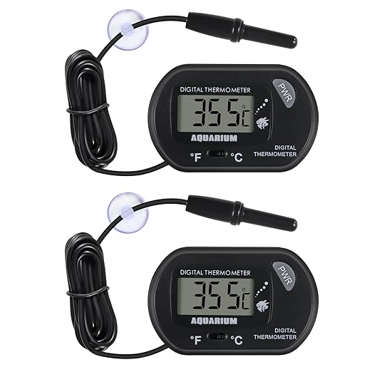 2Pack Digital Aquarium Thermometer with Large LCD Display, Reptile Thermometer for Vehicle, Terrarium, Fish Tank, Refrigerator