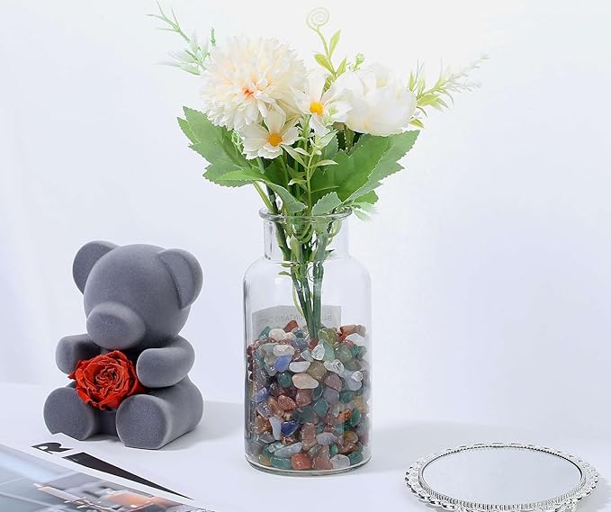 LAIDANLA Colorful Agate 1lb Crystal Polished Tumbled Stones Irregular Shaped Crystal Chips Bulk Natural Gemstone Aquarium Gravel Rocks Vase Filler Fish Tank Gravel Home Decoration