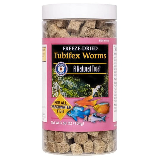 San Francisco Bay Brand Freeze Dried Tubifex Worms Fish Food - All Natural High Protein Treat for Freshwater Fish, Cichlids, Discus, Angelfish, Catfish, Barbs - Bloodworms Fish Food - 3.68 oz (104g)