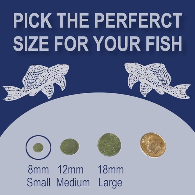 Small 8mm Algae Wafer - Algae Wafers for Bottom Feeders - The Best Pleco Wafers & Pleco Food Available - Algae Wafers for Snails (8 oz)