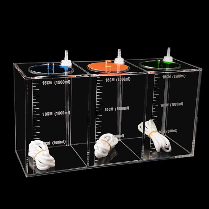 Aquarium Choice dosing Container dosing Liquid Container Storage Bucket Dosing Pump Reservoir Container with Three Separate Storage Rooms