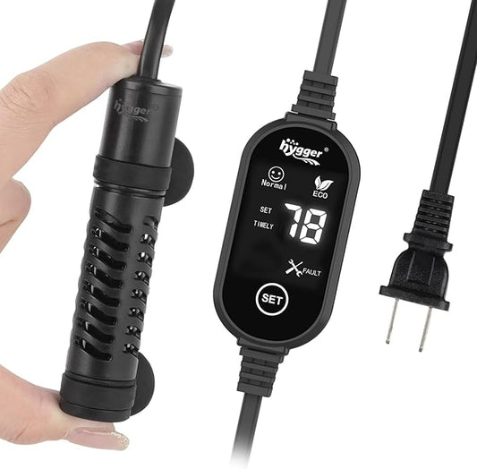 hygger Ceramic Submersible Aquarium Heater, New Explosion-Proof Fish Tank Water Heater with External Temp Controller Auto Thermostat Heater for Saltwater Freshwater (50W for 3~10 Gallon)