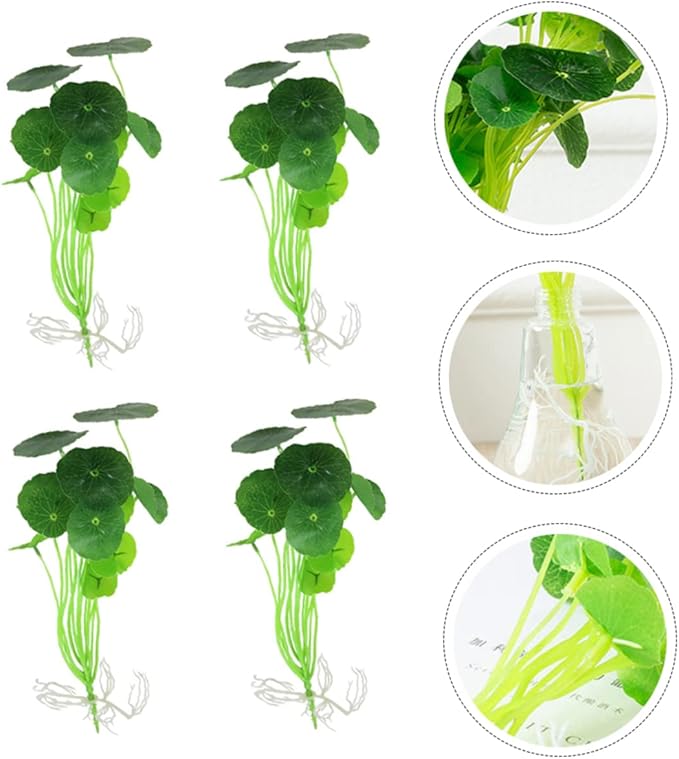 NOLITOY 4 Pcs Fish Tank Lotus Leaf Aquarium Water Grass Artificial Plants Artificiales para Fish Tank Decoration Lifelike Aquarium Plants Fake Water Plastic Flower Dining Table