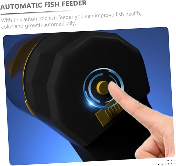 Alasum Automatic Fish Feeder for Aquarium with Adjustable Large-Capacity Feeding Tank, Timer Controlled Vacation Fish Food Dispenser, Yellow Plastic Feeding Tool for Home and Travel Use