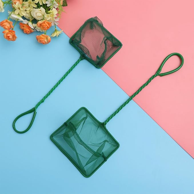 POPETPOP 2pcs Fish Fishing Net Nylon Mesh Tear-Resistant Design for Safe Catching Aquariums Twisted Plastic Handle for Versatile Use