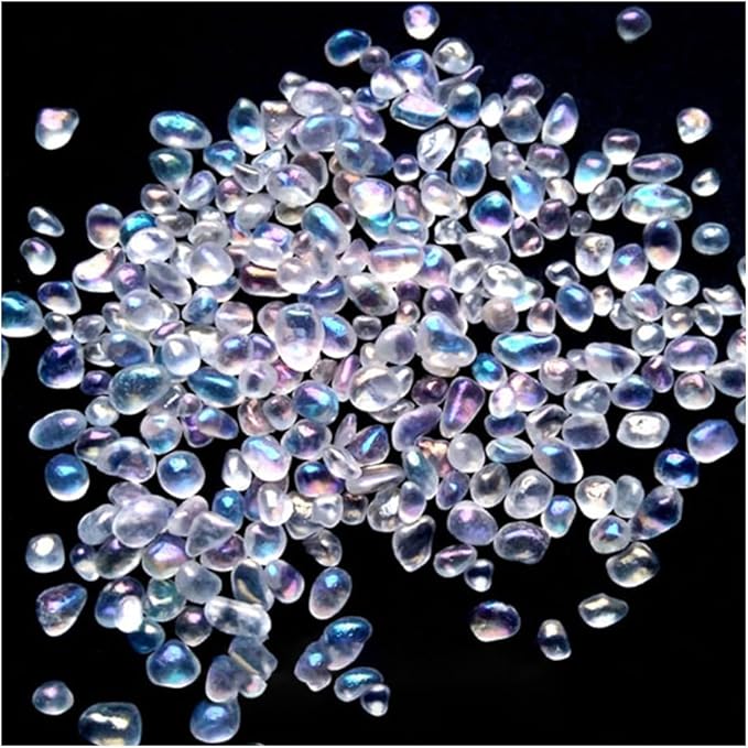 30g Crushed Stone Mini Crystal Chips Decorative Pebbles Gravel Irregular Gemstones Filling Gravel for Water Fountain Sand Landscape Fish Tank Garden (Crystal Ab(3-6mm))