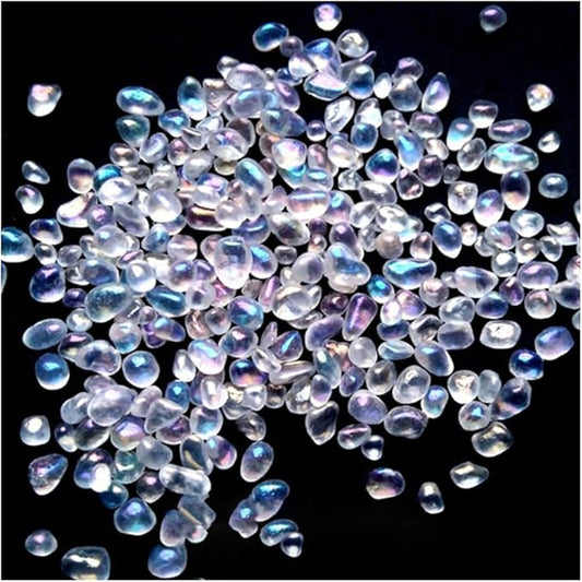 30g Crushed Stone Mini Crystal Chips Decorative Pebbles Gravel Irregular Gemstones Filling Gravel for Water Fountain Sand Landscape Fish Tank Garden (Crystal Ab(3-6mm))