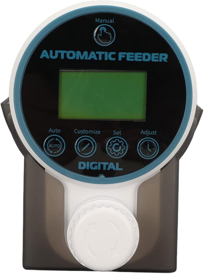 Pyhodi Automatic Fish Feeder, 200ml Aquarium Food Dispenser Waterproof Large Screen Display for Aquarium