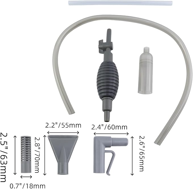 2 Sets Aquarium Siphon Water Changer, 5.6 Ft/67" Gravel Vacuum for Aquarium, Fish Tank Gravel Cleaner with Long Nozzle for Changing Water (Grey)