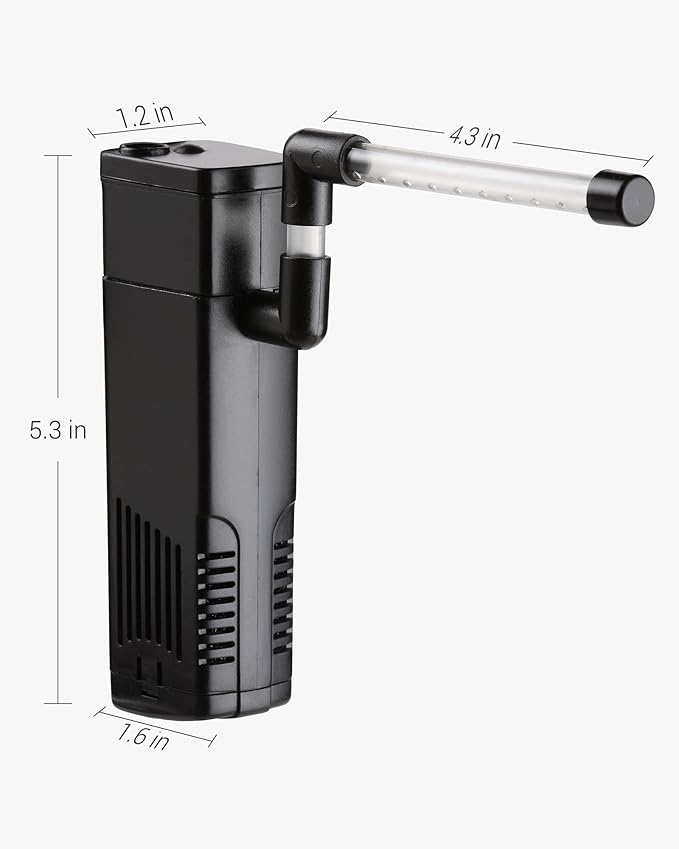 NICREW Aquarium Internal Filter, Submersible Power Filter with Multiple Function for Fish Tanks 5-10 Gallon, 53 GPH, 5W