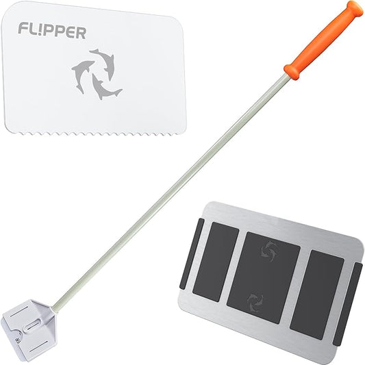 Flipper Platinum Aquarium Hand Scraper Tool – Glass and Acrylic Fish Tank Cleaner – Aquarium Glass Cleaner - Aquarium Glass Scraper with Serrated Blade 28"