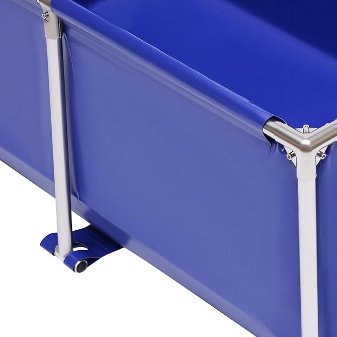 Canvas Fish Pond, Blue Cuboid Aquarium Fish Water Tank Ornamental Swimming Pool Koi Breeding Pond, Foldable Water Storage Above Ground Pond with Drain Valve for Home Aquaculture