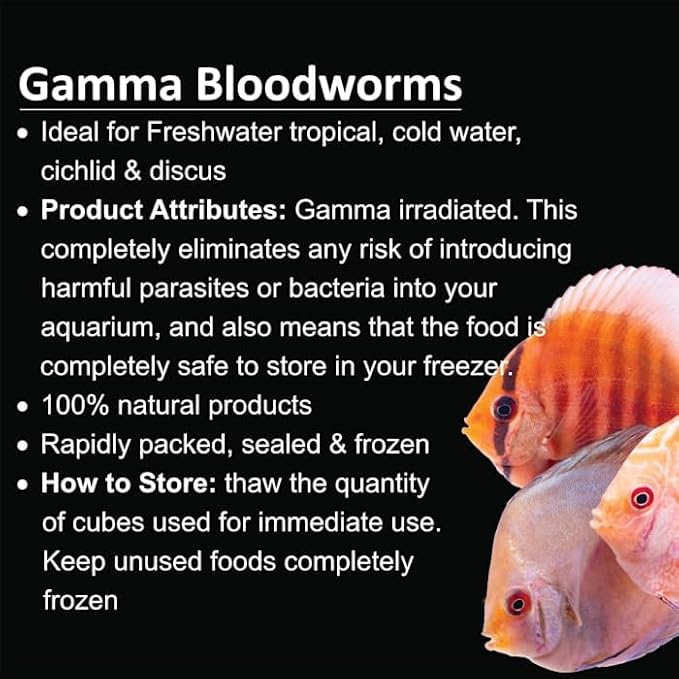 Gamma Frozen Food Bloodworms Slice Pack Fish Food, 750 Grams, Pack of 3