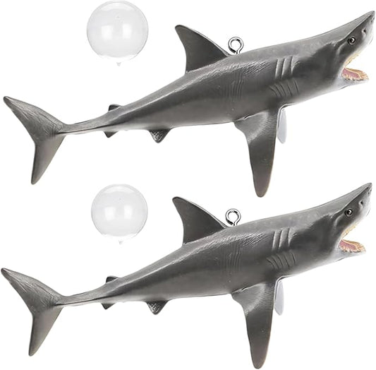 2Pcs Floating Shark Ornament - Adjustable Aquarium Shark Animal Decor, Shark Pool Décor | Aquarium Floating Shark Ornaments Thematic Ornaments Suitable for Aquarium All Kinds Pet Supplies