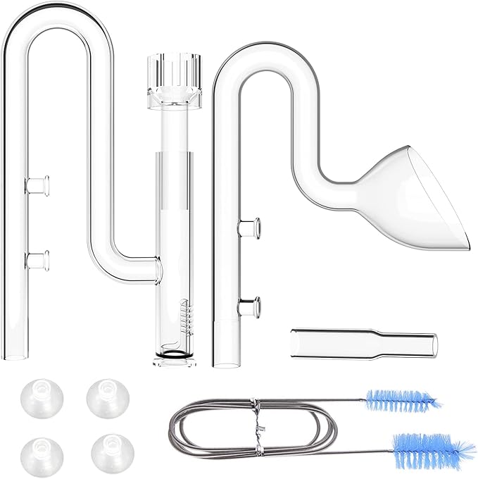 FZONE Aquarium Glass Mini Skimmer Lily Inflow and Outflow Sets for Mini Nano Tanks Filter Pipes(for 1/2inch Tubing)