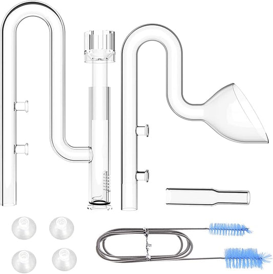 FZONE Aquarium Glass Mini Skimmer Lily Inflow and Outflow Sets for Mini Nano Tanks Filter Pipes(for 1/2inch Tubing)
