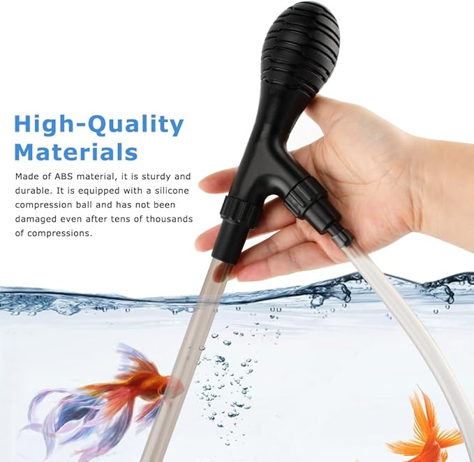 Small Fish Aquarium Gravel Cleaner Kit - Manual 80GPH Strong Suction Gravel Vacuum for Aquarium, Water Changer, Sand Washer, Glass Cleaner & Waste Remover for 5-80 Gallon Tanks, 200cm Hose