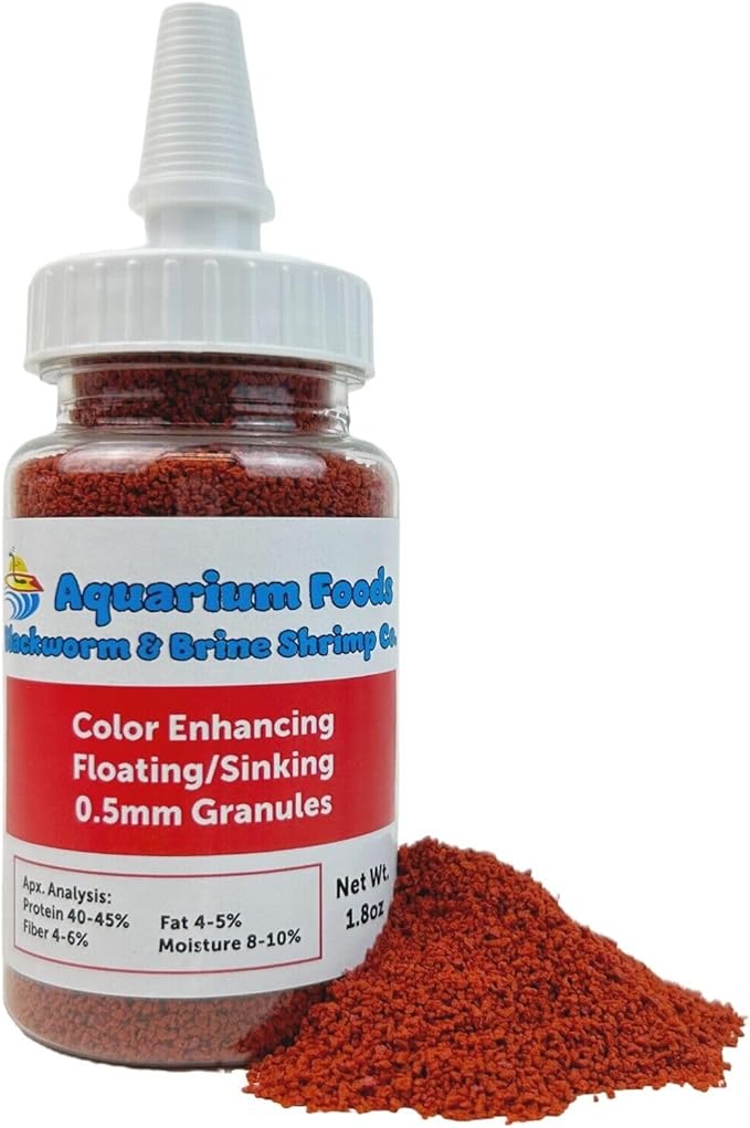 Community Fish Granules 0.5mm High Protein Floating/Sinking Color Enhancing Granules for Freshwaters, Marines, Baby Pond Fish…1.8oz Squeeze Bottle
