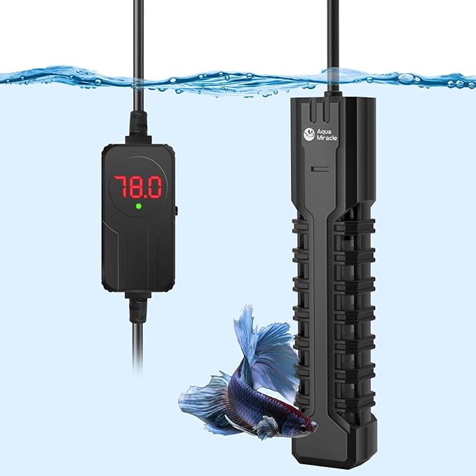AquaMiracle Aquarium Heater, 300W Submersible Fish Tank Heater with LED Digital Display, Overheat Protection & Auto Power-Off When Out of Water, for Freshwater and Saltwater Fish Tanks (40-75 Gal)