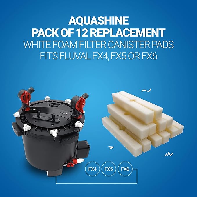 Replacement White Foam Filter Pads Fits Fluval FX4 / FX5 / FX6 (Pack of 6)