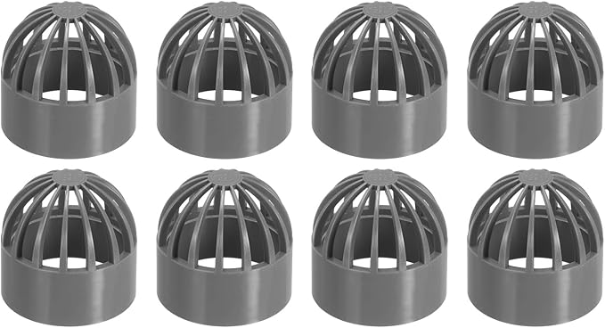 PATIKIL 2 Inch (50mm) Fish Cover Permeable Cap, 8 Pcs PVC Breathable Cap Aquarium Guard Fish Tank Intake Cover, Gray