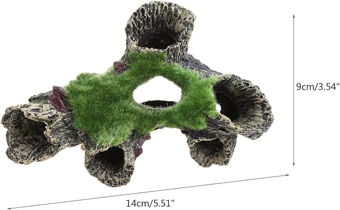 for Tank Ornament Aquarium Decoration Resin Tree House Green Moss Betta Accessories Fish 6.4x4.3 Inches Heater Light Thermometers Gravel Sand Decorations Filter Filter Light