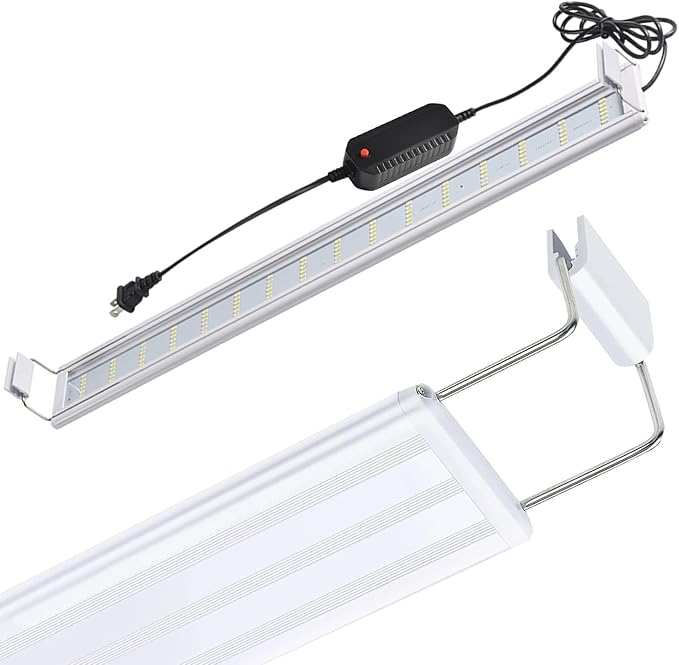 LED Aquarium Light, Full Spectrum Fish Tank Lighting, Ultra-Thin 1cm Design, 6-Row Blue & White LEDs, No Flicker, High Efficiency Cooling for 11.02-14.02in Fish Tanks (11.02inch)