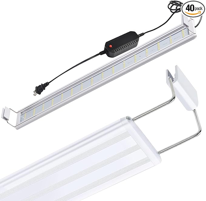 LED Aquarium Light, Full Spectrum Fish Tank Lighting, Ultra-Thin 1cm Design, 6-Row Blue & White LEDs, No Flicker, High Efficiency Cooling for 18.9-21.9in Fish Tanks (18.9inch)