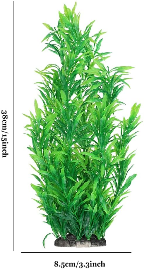 Fish Tank Decorations Plastic Plants, 2Pcs Aquarium Artificial Aquatic Plants, Realistic Underwater Aquarium Plants, Large Water Grass Decoration Ornament Safe for All Fish - 15 inch