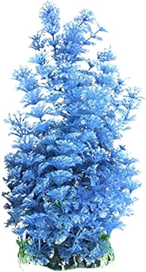 Plastic Aquarium Plant/Grass Decorative, Blue/White