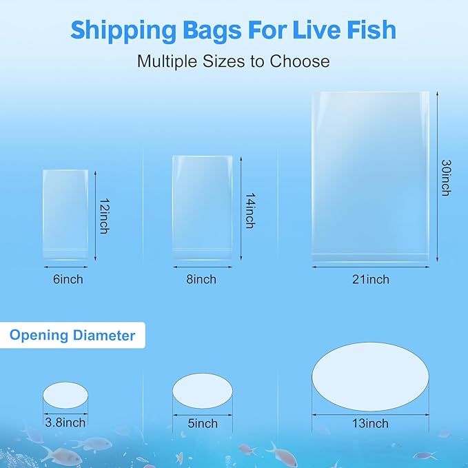 Aquarium Fish Bags, Clear Transportation Bag, Waterproof & Leak-proof Poly Shipping Bags for Storing and Transporting Live Fish (6" x 12" 100pcs)
