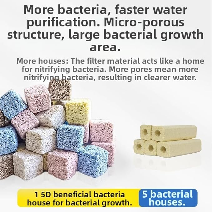 bio Balls for Aquarium Filter Media Crushed Coral for Freshwater Aquarium Ceramic Rings for Fish Tank Filter Media Biological Accessories Biological Square Block(1pack,500g)
