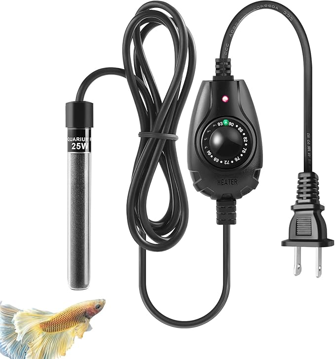 HITOP 15W Super Mini Aquarium Heater: Adjustable Heater for Small Fish Tank 1-4Gallons, with External Controller, Betta Heater for Fish Bowls(15W)