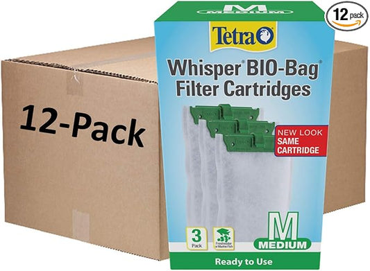 Tetra Whisper Bio-Bag Medium Filter Cartridges for Aquariums, 36 Count, Ready to Use, Fits Tetra Whisper Fish Tank Filters 5-10 Gal, PF-10, IQ 10