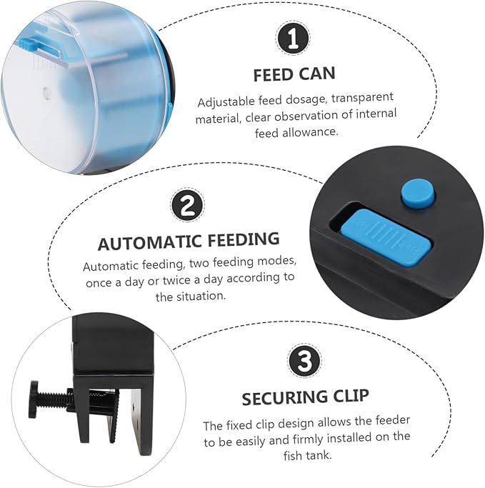 1set Automatic Fish Feeder for Aquariums Feeding Port Easy Design for and Turtles Aquarium Decor Convenient Pet Feeding