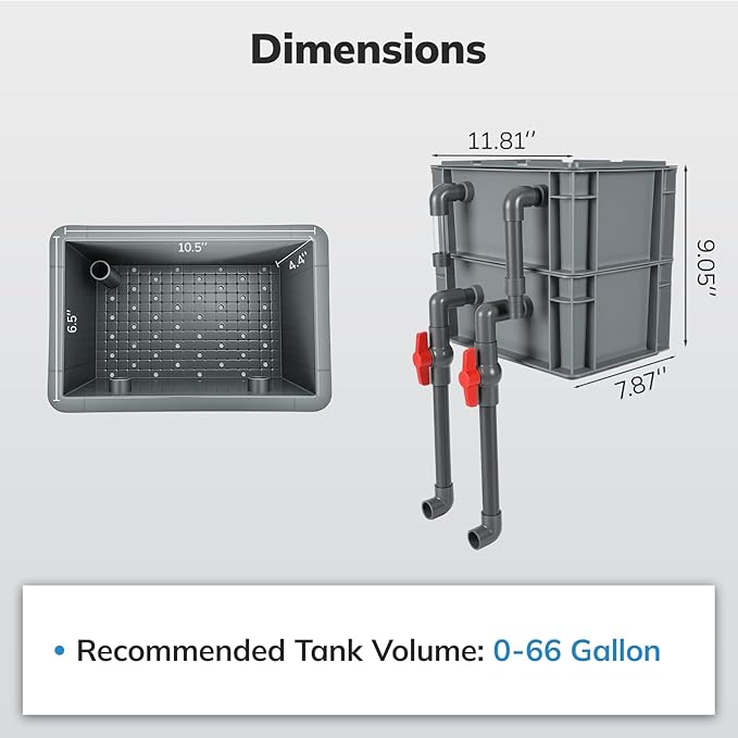 2-Stage Aquarium Filter Box for 10-66 Gallon Tanks, External Drip Trickle System for Fish & Turtles, Professional Grade Biological & Mechanical Filtration, Ultra-Quiet with Adjustable Flow