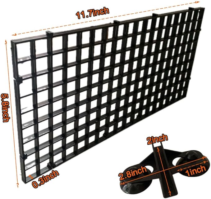 5 Pcs Aquarium Divider Tank Divider Panel Adjustable Plastic Bottom of Fish Tank Isolation for Shrimp Guppy Separation Easy to Cut Install with 10 Pcs Sucker (Black)
