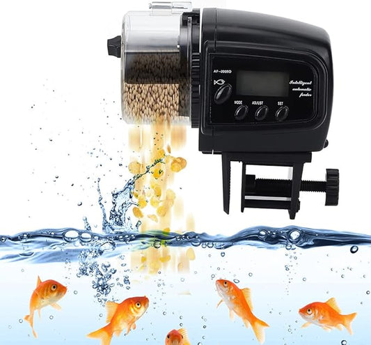 Automatic Fish Feeder Adjustable, Feeder with Display Screen, Timing Food Dispenser Stable Feeding Tool for Water Tank and Aquarium Daily Use