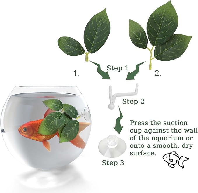 Hariendny 3 Pcs Fish Tank Accessories Betta Fish Leaf Pad Aquarium Décor Simulating The Natural Habitat for Betta Spawning Grounds Resting Bed with Plastic Suction Cup