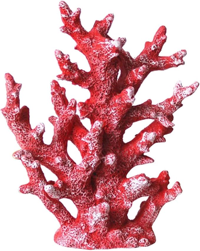 Taotenish Artificial Coral Ornament Underwater Sea Plants Decorations Craft Resin Aquarium Plants Coral Fish Tank Decorations - Red