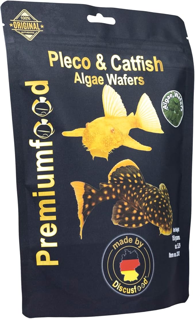 Discusfood Pleco & Catfish Algae Wafers, Complete Fish Food, Wafer Form, 50g, 150g, for All Life Stages (150g)