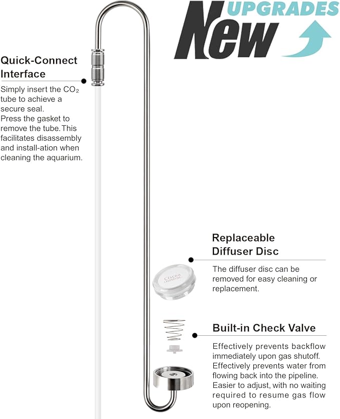 Aquarium Stainless Steel CO2 Diffuser Widen Hook, DCW300-40